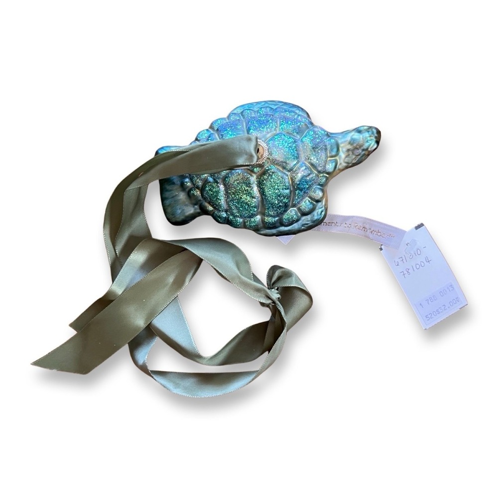 NIB Sea Turtle Ornament Glass Christmas Home Decor Ocean Marine Coastal Nautical